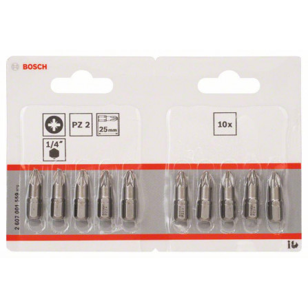 Bosch kierreteräsarja, 10 kpl, PZ2, 25 mm