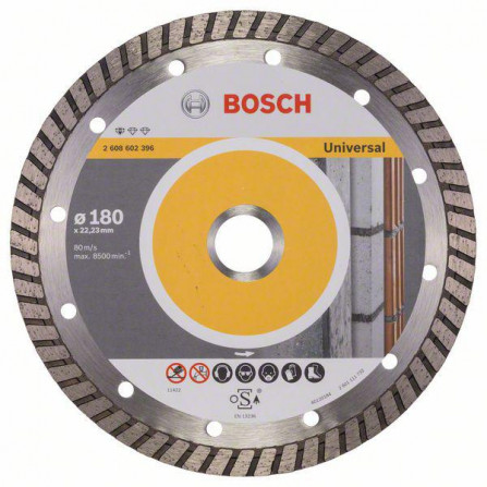 Yleiskäyttöinen timanttileikkauslaikka rakentamiseen Bosch Standard Turbo, 180 x 22,23 x 2,5 mm, 1 kpl.