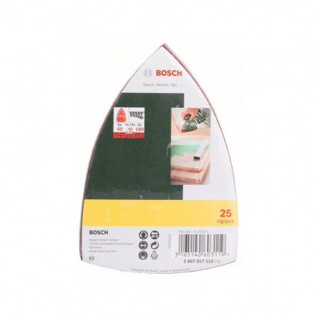 Bosch-hiomapaperisetti, 102 x 62 mm, karkeus 40,80,120,180, 25 kpl.