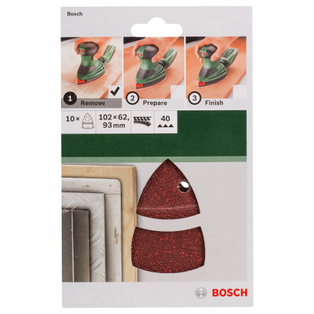 Bosch-hiomapaperisetti, 102 x 62 x 93 mm, 40 karkeus, 10 kpl.