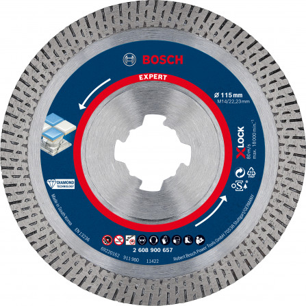 Timanttilaikka kovalle keramiikalle Bosch Expert X-Lock, 115 x 22,23 x 1,6 mm, 1 kpl.