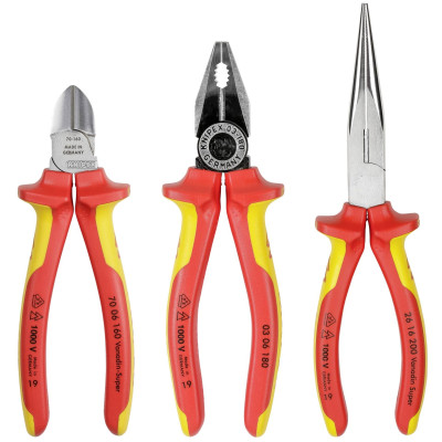 Knipex-tasapihdit sähköasentajille, 00 20 12, 3 kpl