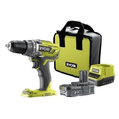 Ryobi akkuruuvimeisseli R18DD3-120S, 18 V (akun, laturin ja kuljetuspussin kanssa)