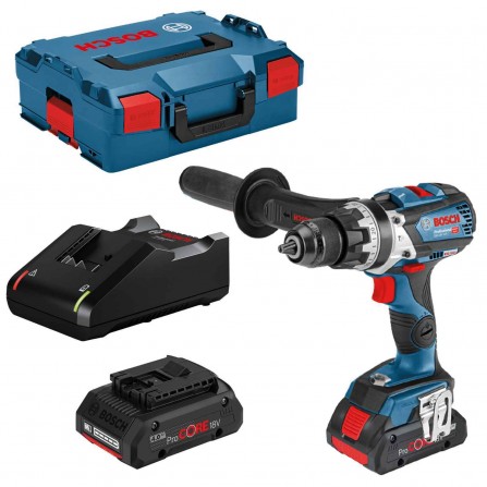 Bosch GSB 18V-110 C johdoton iskuohjainsarja, 18 V, 2 x 4,0 Ah, laturi + kotelo