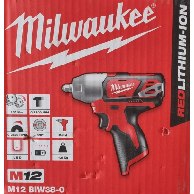 Akkutörmäysavain Milwaukee M12 BIW38-0, 12 V, 135 Nm