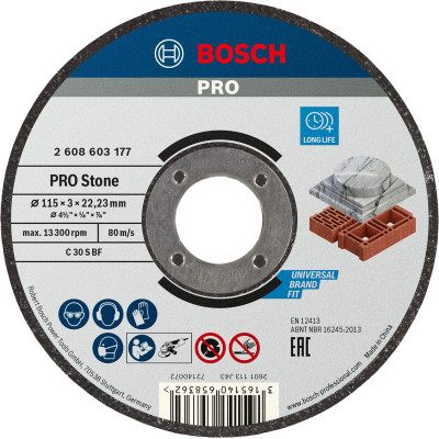 Bosch PRO -kiven katkaisulaikka (2608603177), 115 x 3 x 22,23 mm