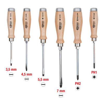 KS Tools ERGOTORQUE WOODmax -iskuruuvimeisselisarja, 6-osainen (300.1050)