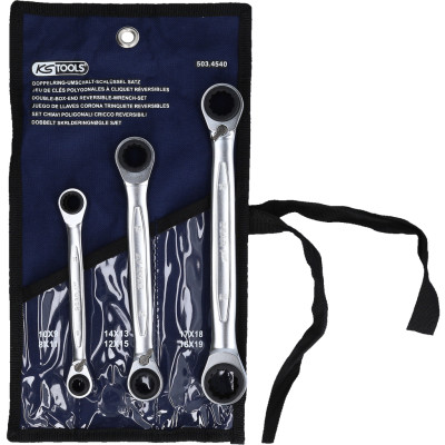 KS Tools 4 in 1 GEARplus vaihdettava räikkälenkkiavainsarja, 3-osainen (503.4540)