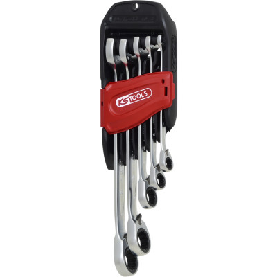 KS Tools DUO GEAR -yhdistelmäavainsarja, avoin räikkätoiminto, 5-osainen, käännettävä (503.5905)