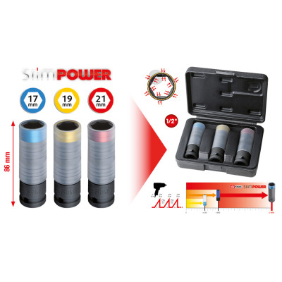 KS Tools SlimPOWER -iskuhylsysarja, 3-osainen, 1/2" (515.0990)