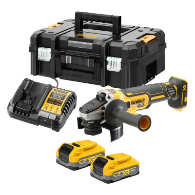 DeWalt akkukäyttöinen kulmahiomakone DCG405S2T 125 mm 18 V Powerstack