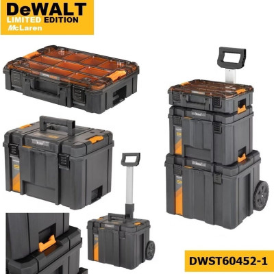 DeWalt työkalulaatikkotorni vaunulla DWST60452-1 TSTAK x McLaren F1 Team, 3 dalių komplektas
