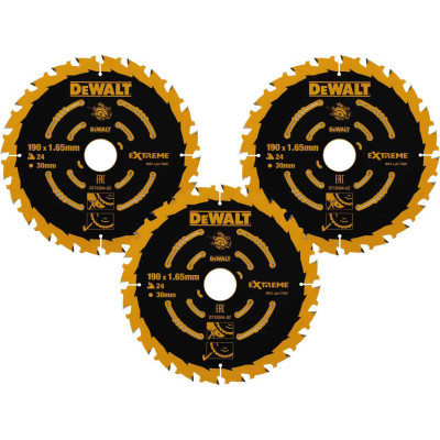 DeWalt pyörösahanteräsarja DT10304-QZ 190 x 30 mm, 3 vnt., 24 dantys