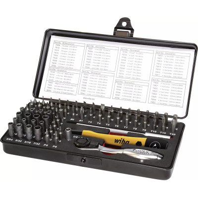 Wiha 39971 ESD-mikrokärkisarja 65 osaa 4 mm C4 laatikossa