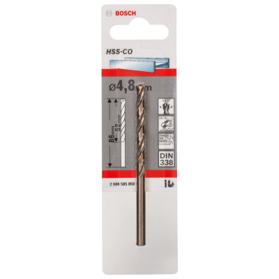 Bosch HSS-Co metallipora DIN 338 4,8×52×86 mm