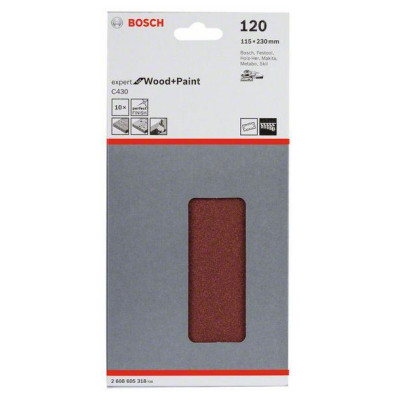 Bosch C430 hiomapaperiarkki 93 × 230 mm, P120, 10 pcs