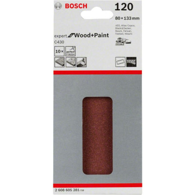 Bosch C430 hiomapaperiarkki 80 × 133 mm, P120, 10 pcs