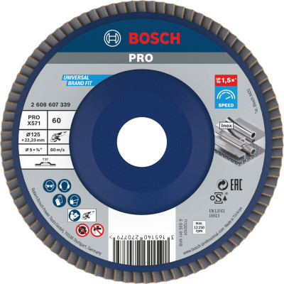 Bosch PRO X571 lamellilaikka 125 mm, G60, straight, plastic backing