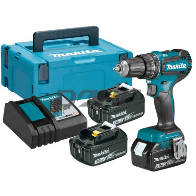 Makita DHP485RF3J akkuiskuporasarja, 18 V, 3 x 3 Ah, laturi + kotelo